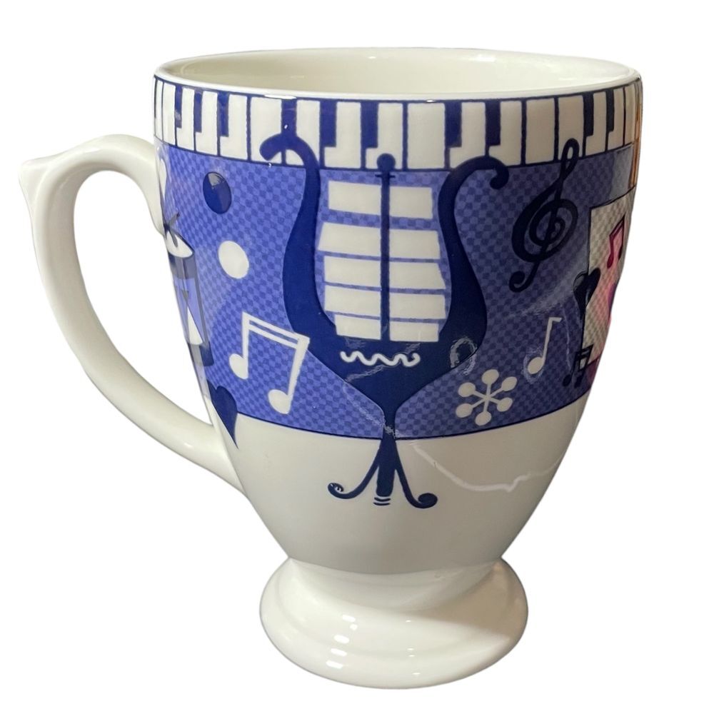 Wedgwood Musical Blues Keys and Heart Bone China‎ Mug 1998 Vintage saxophone